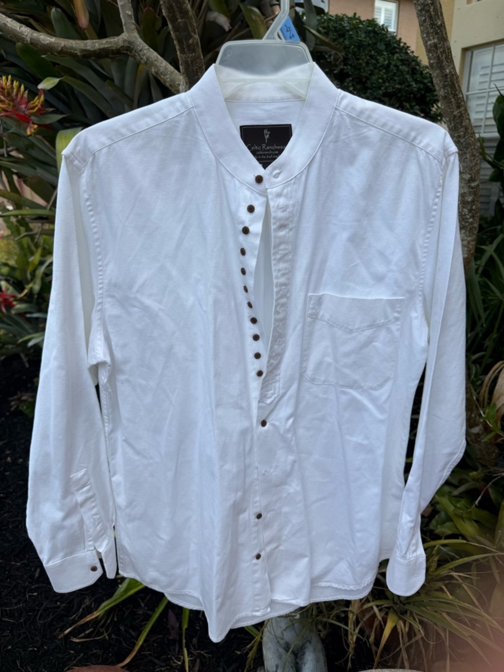 Celtic Ranchwear Irish Collarless Grandfather Shirt Sz Mens M Unisex Style